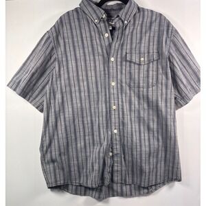 Mens Duluth Trading Co Large Shirt  grey/Blue Plaid Short Sleeve Untucked length